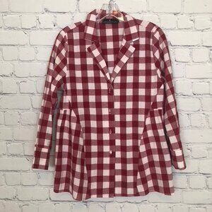 Pomander Place Apple Red Gingham Scarlett Buttondown Shirt Size S